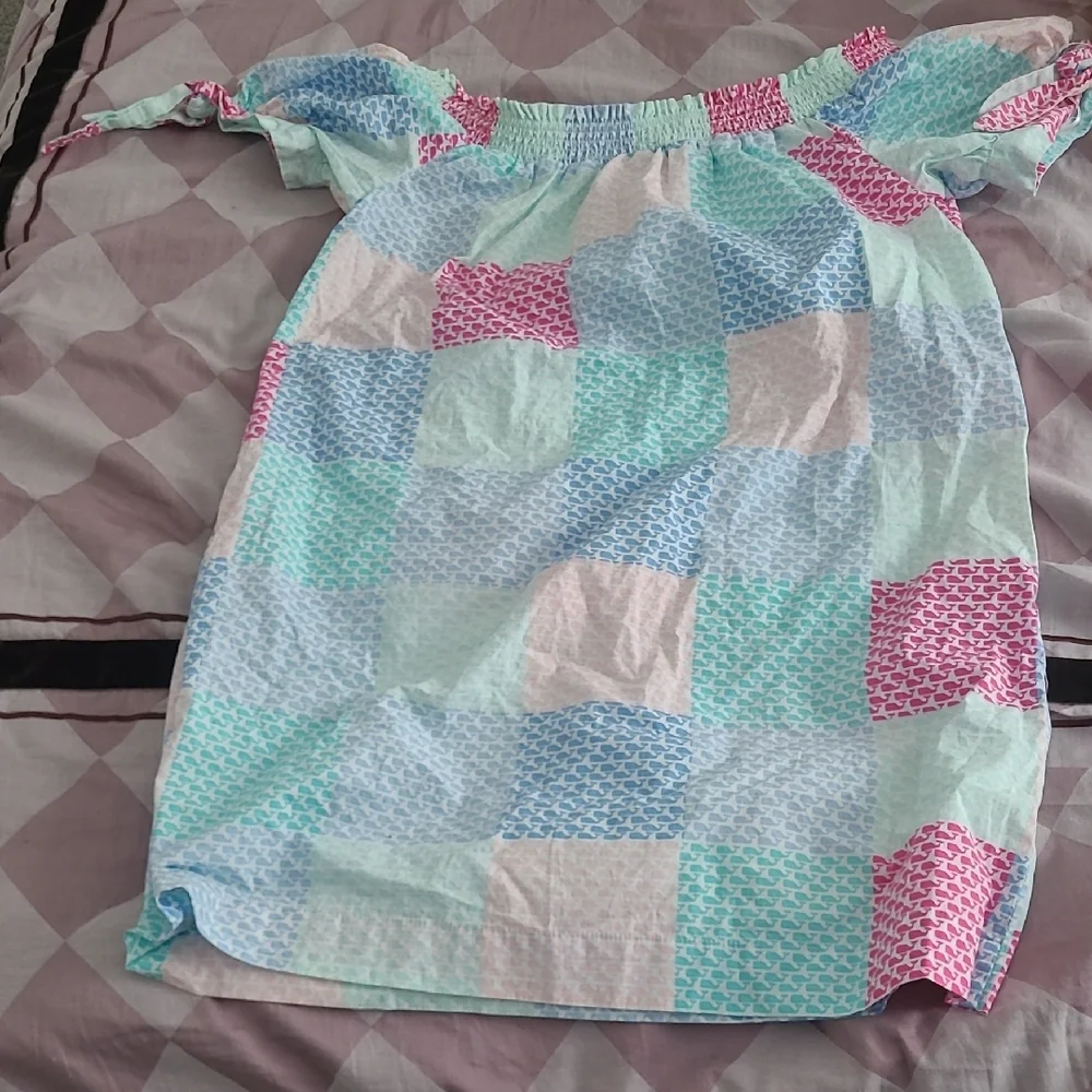 Vineyard Vines Target Colorful Patchwork Off-Shoulder Dress - Picture 3 of 4